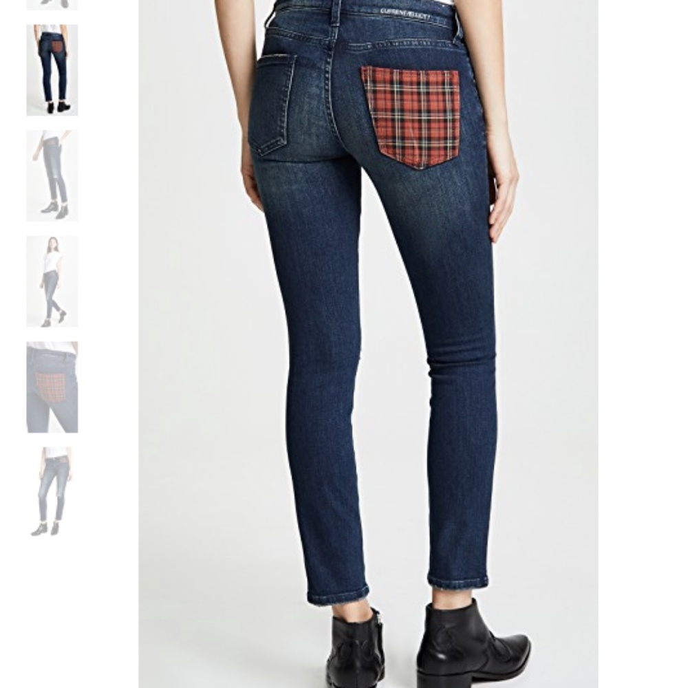 Current Elliott Stiletto Plaid Pocket Skinny Jeans - Picture 1 of 8